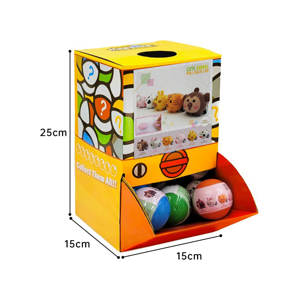 40X Cute Animal Pull Back Car Toy Capsules 50mm Collectible Gacha