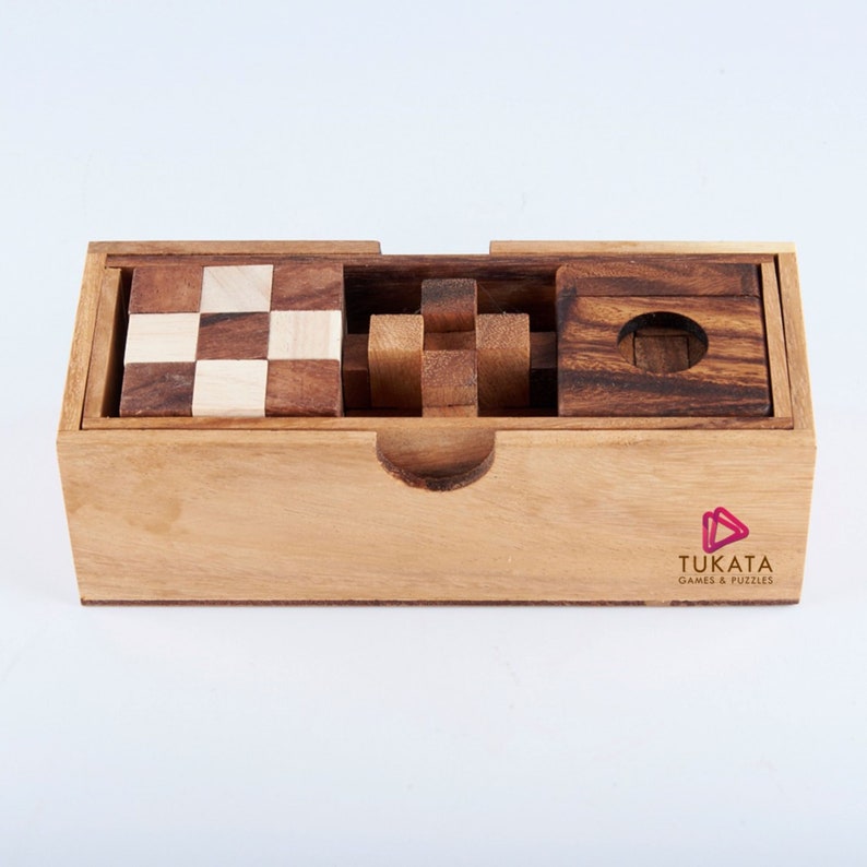 CraftedTimberCreations 3 Wooden Brain Teaser Puzzle Gift Box, photo 2 of 6