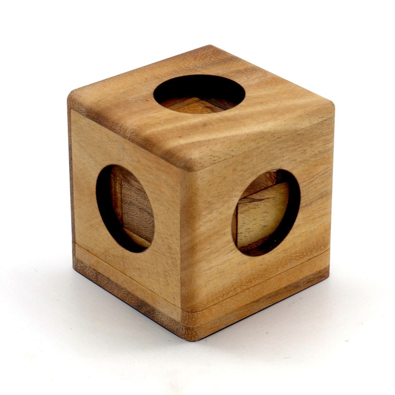 CraftedTimberCreations 3 Wooden Brain Teaser Puzzle Gift Box, on a white background