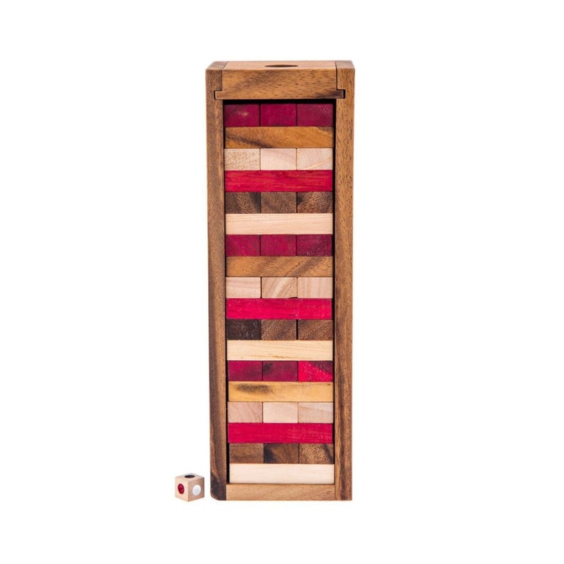 Stacking tumbling blocks wood Red colours balance game