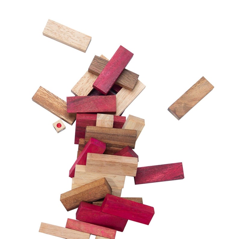 Stacking tumbling blocks wood Red colours balance game