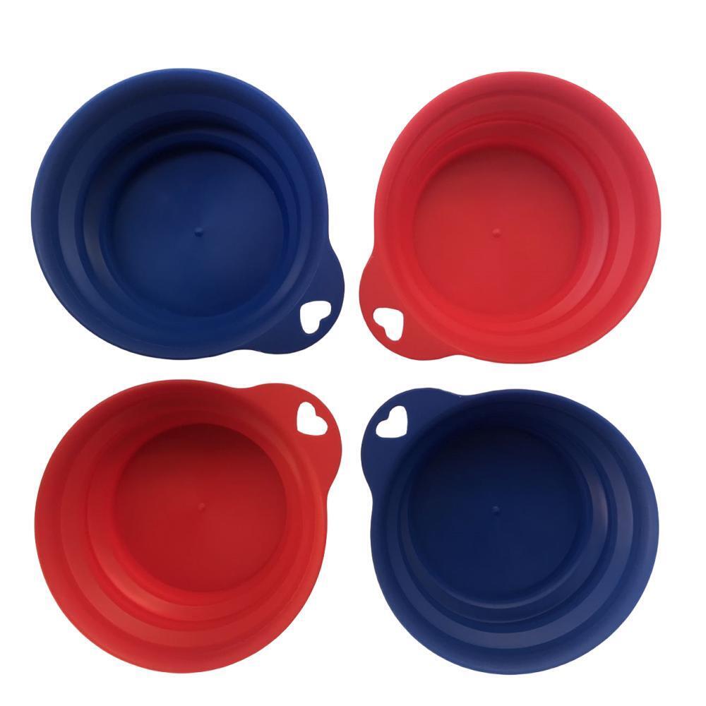 4 x Pet Portable Folding Bowl Dog Cat Food Feeding Water Feeder
