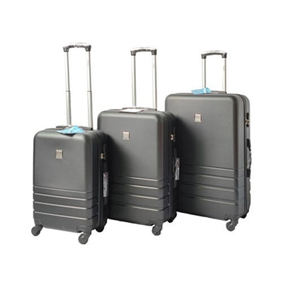Black ABS Luggage Suitcase Set 3 Code Lock Travel Carry Bag Trolley S