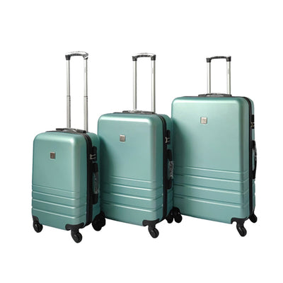 Green ABS Luggage Suitcase Set 3 Code Lock Travel Carry Bag Trolley S