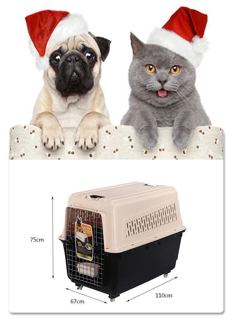 YES4PETS XXXL Plastic Pet Dog Carrier Transport Cat Cage With Wheels