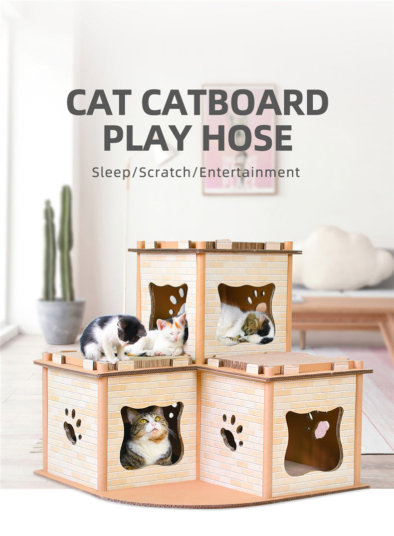 YES4PETS Cat Cardboard House Tower Condo Scratcher Pet Post Pad Mat
