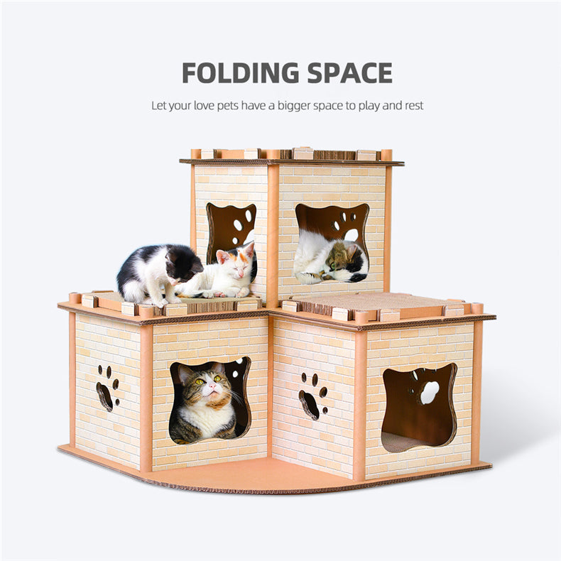 YES4PETS Cat Cardboard House Tower Condo Scratcher Pet Post Pad Mat