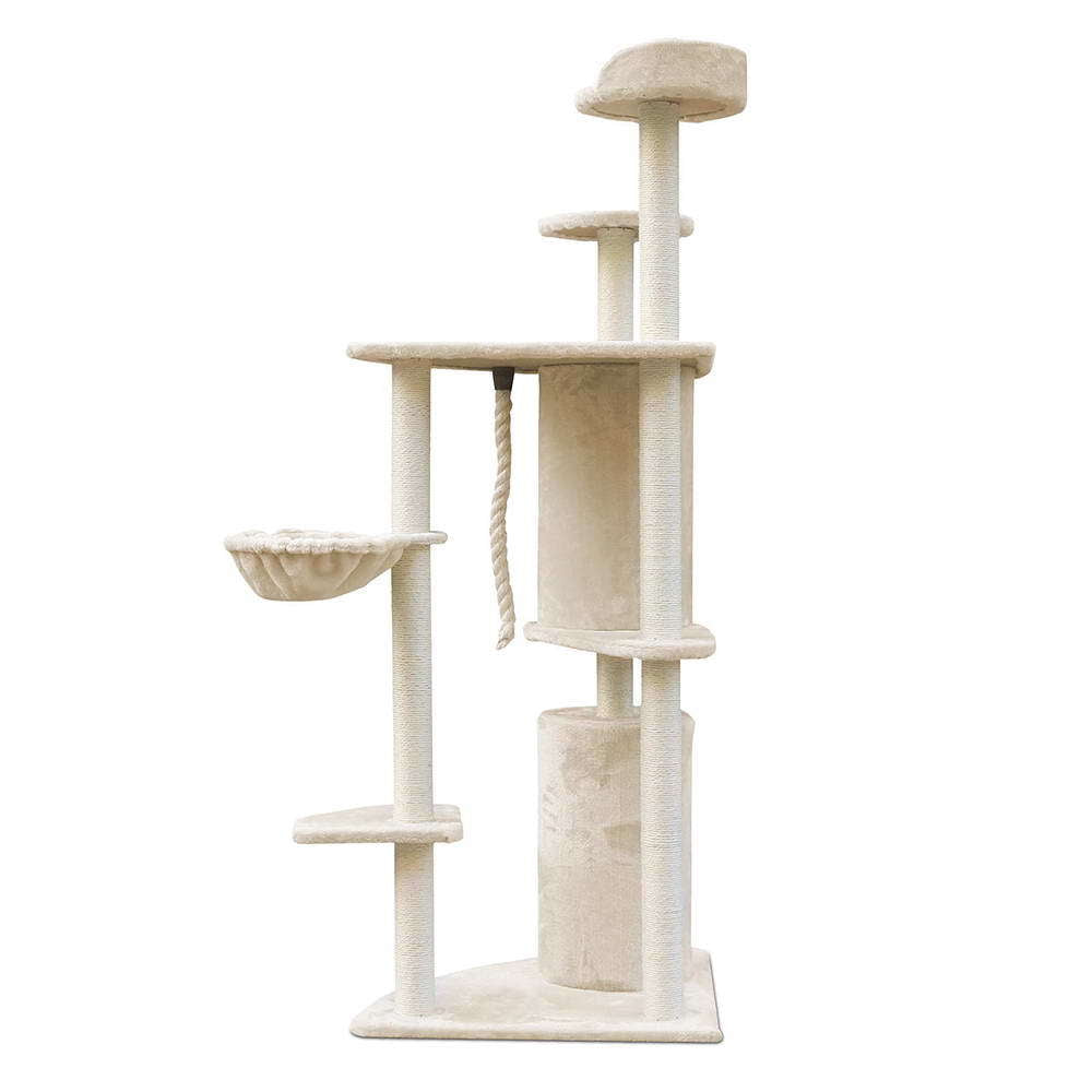 YES4PETS 170 cm XL Cat Scratching Post Tree, Beige, with its measurements marked, photo 4 of 6