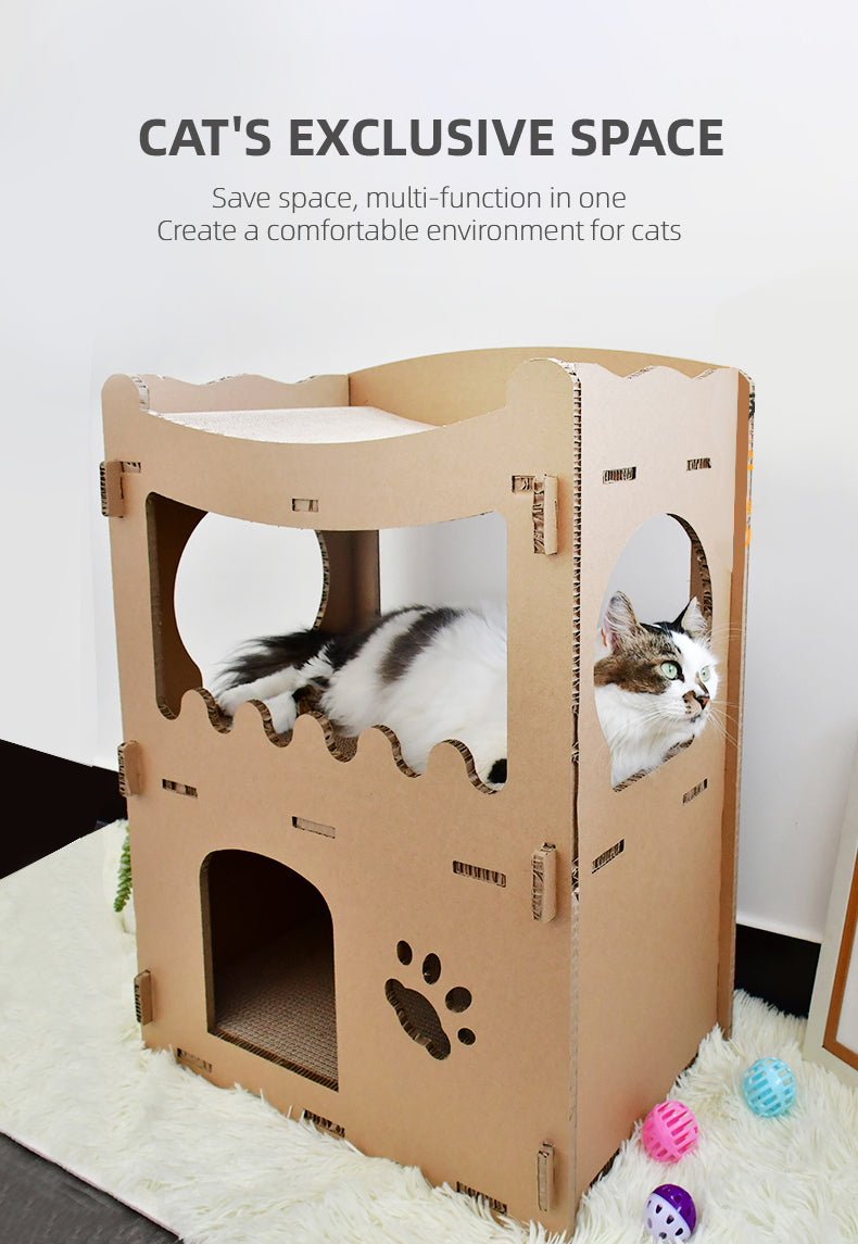 YES4PETS Cat Cardboard House Tower Condo Scratcher Pet Post Furniture