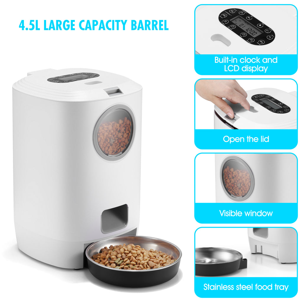 YES4PETS 4.5L Visible Automatic Digital Pet Dog Cat Feeder Food Bowl