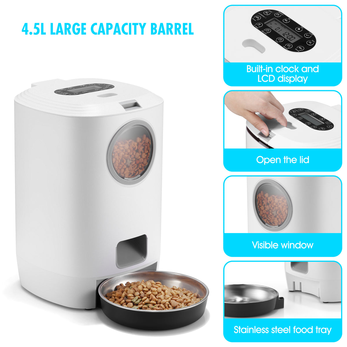 YES4PETS 4.5L Visible Automatic Digital Pet Dog Cat Feeder Food Bowl