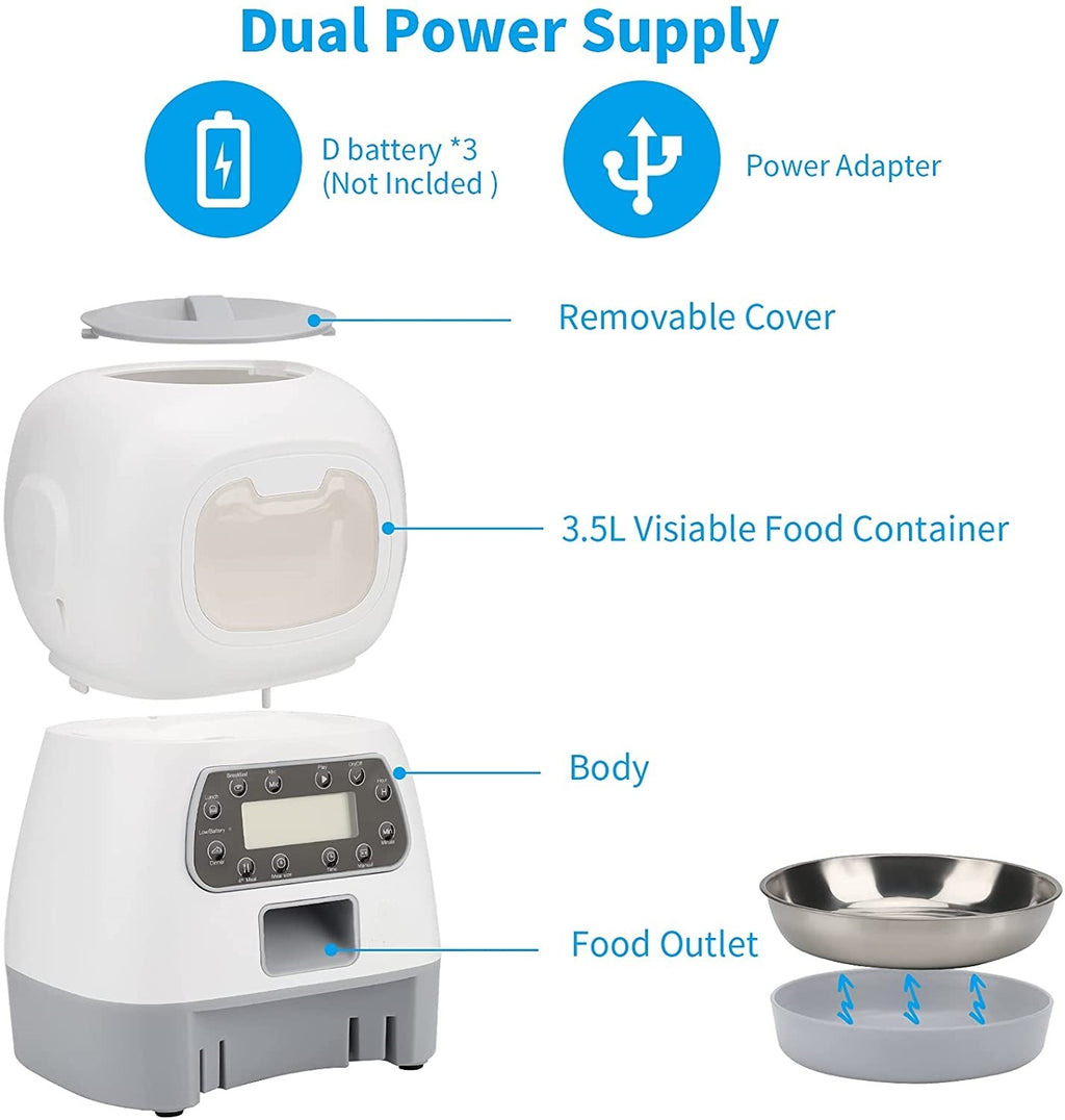 YES4PETS 3.5L Visible Automatic Digital Pet Dog Cat Feeder Food Bowl