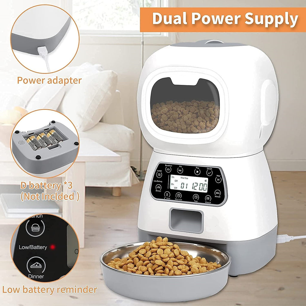 YES4PETS 3.5L Visible Automatic Digital Pet Dog Cat Feeder Food Bowl