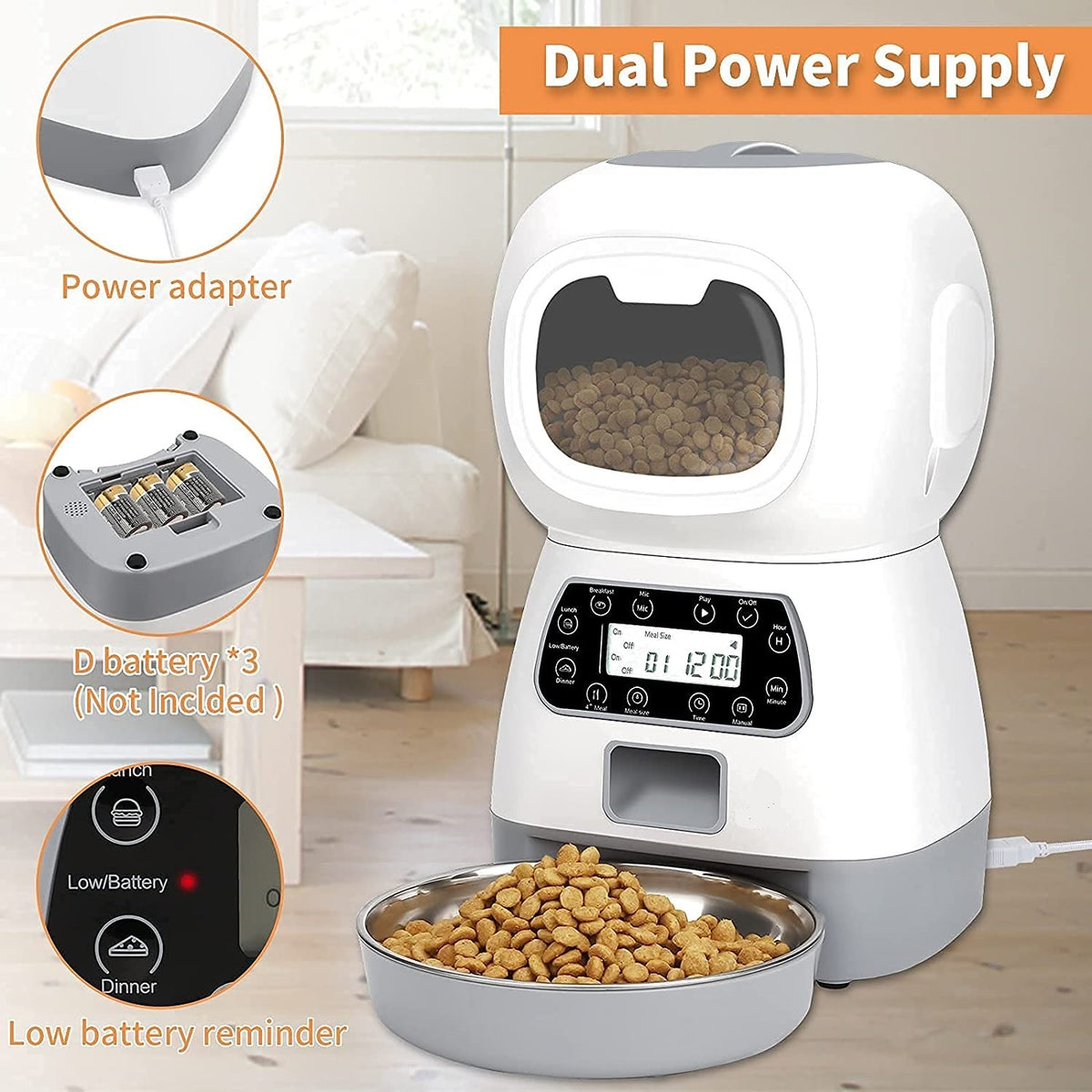 YES4PETS 3.5L Visible Automatic Digital Pet Dog Cat Feeder Food Bowl