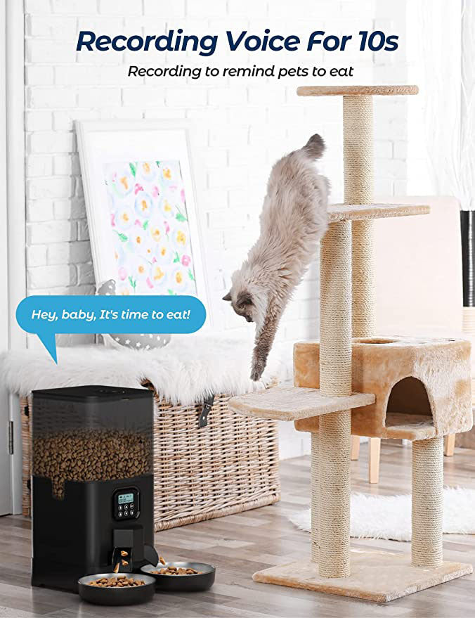 YES4PETS 6L Automatic Digital Pet Dog Cat Feeder Double Food Bowl