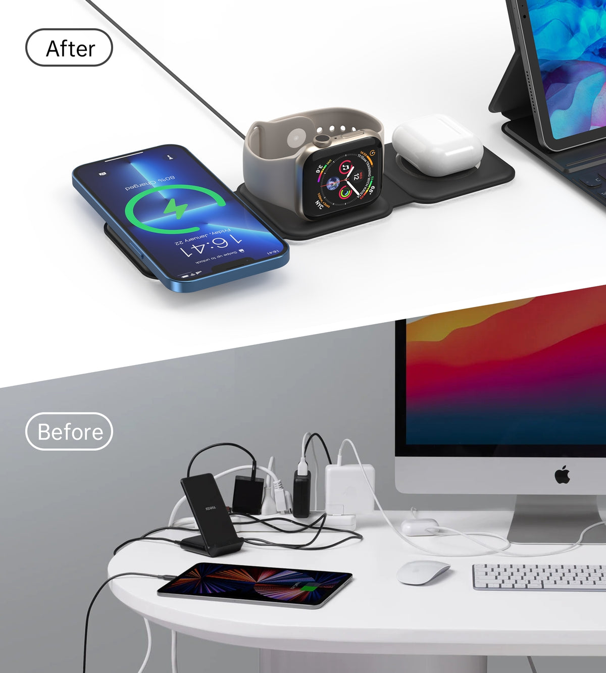 CHOETECH T588-F-BK 3-in-1 Foldable Fast Wireless Charger