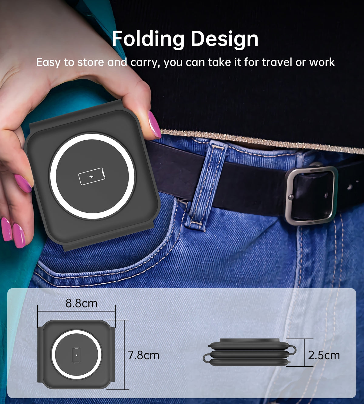 CHOETECH T588-F-BK 3-in-1 Foldable Fast Wireless Charger