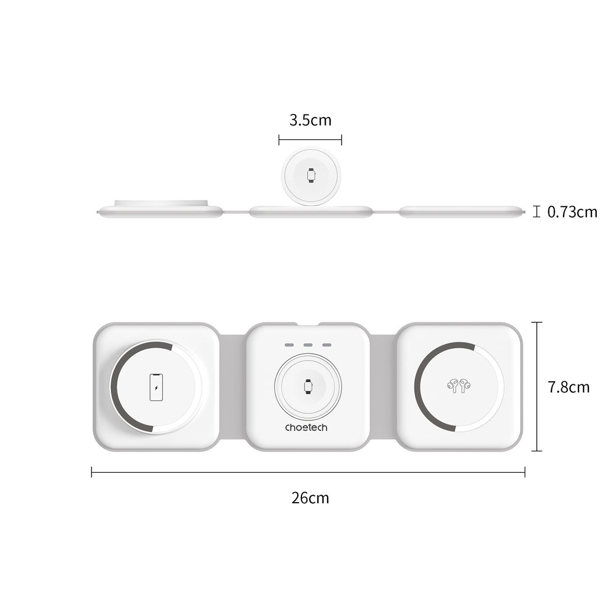 CHOETECH T588-F-WH 3-in-1 Foldable Fast Wireless Charger