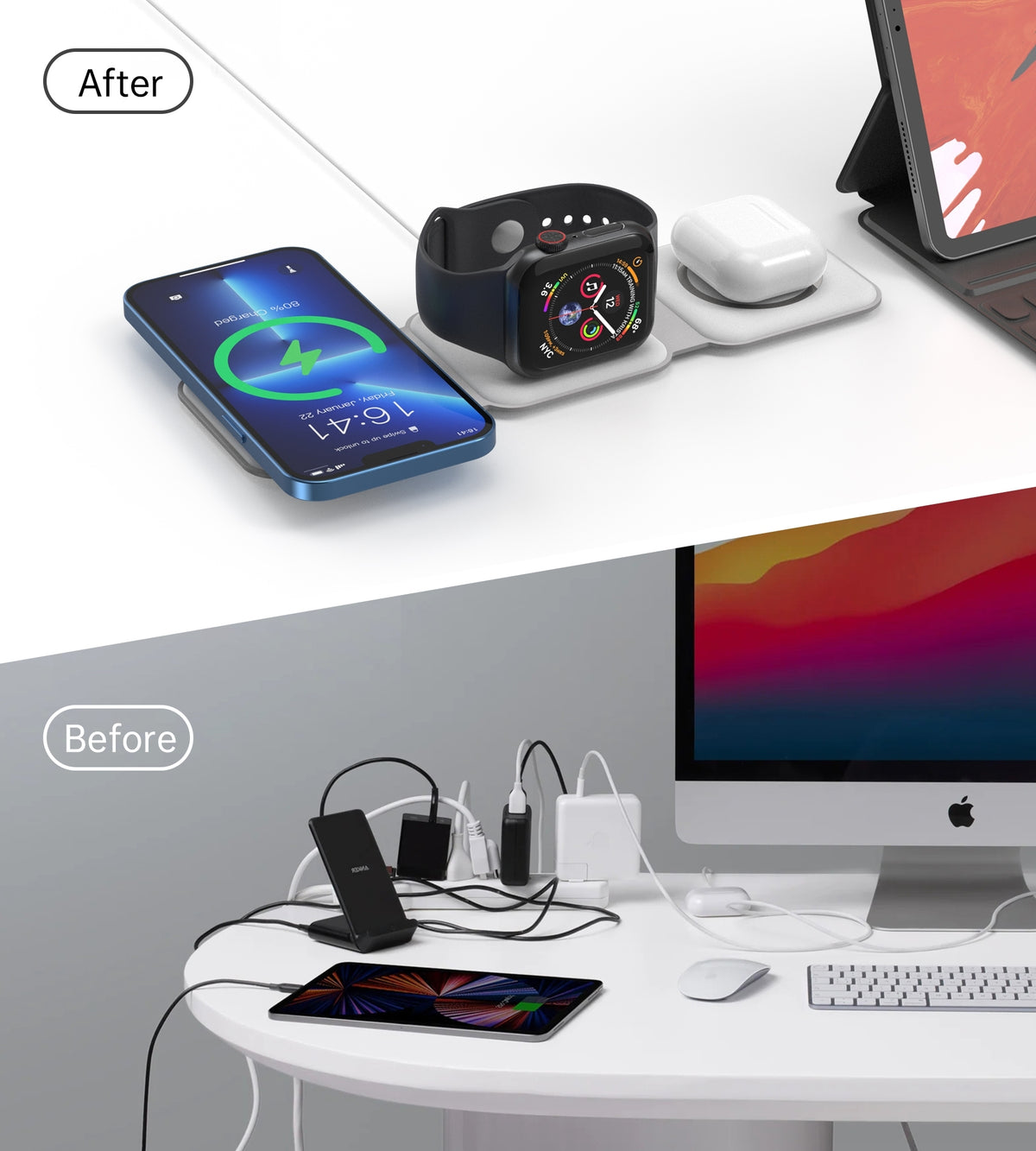CHOETECH T588-F-WH 3-in-1 Foldable Fast Wireless Charger