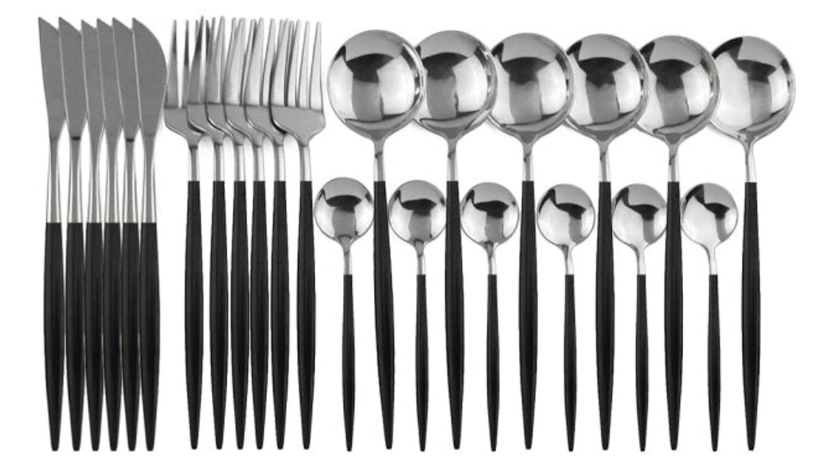 Deluxe Cutlery Set - Black & Gold
