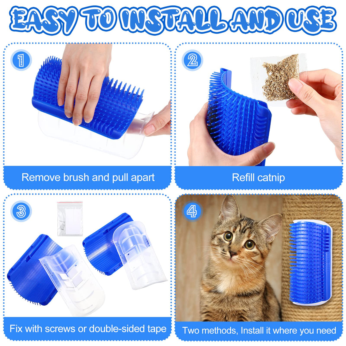 Cat Self Groomer Catnip Dog Cat Toy Corner Groomer Wall Corner