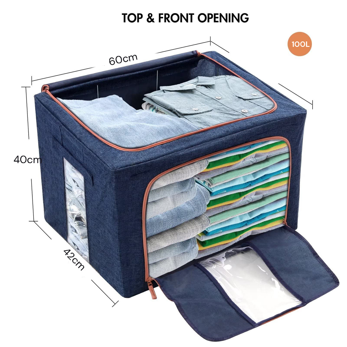 100L Cloth Storage Box Closet Organizer Storage Bags Clothes Storage Bags Wardrobe