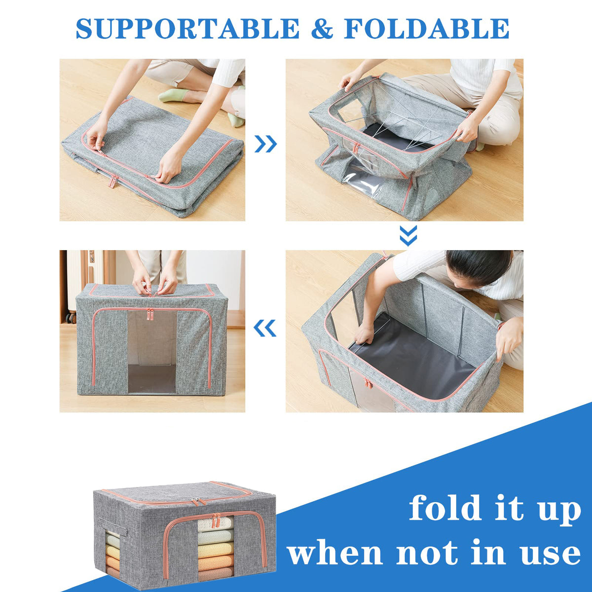 24L Cloth Storage Box Closet Organizer Storage Bags Clothes Storage Bags Wardrobe