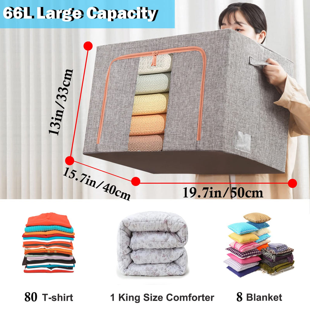 66L Cloth Storage Box Closet Organizer Storage Bags Clothes Storage Bags Wardrobe