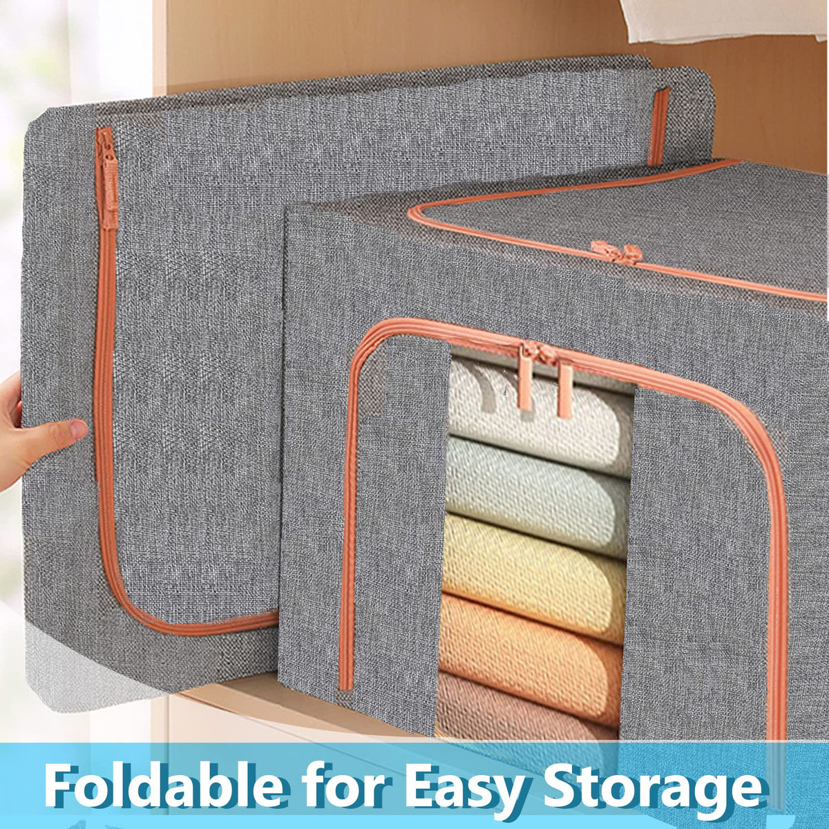 66L Cloth Storage Box Closet Organizer Storage Bags Clothes Storage Bags Wardrobe