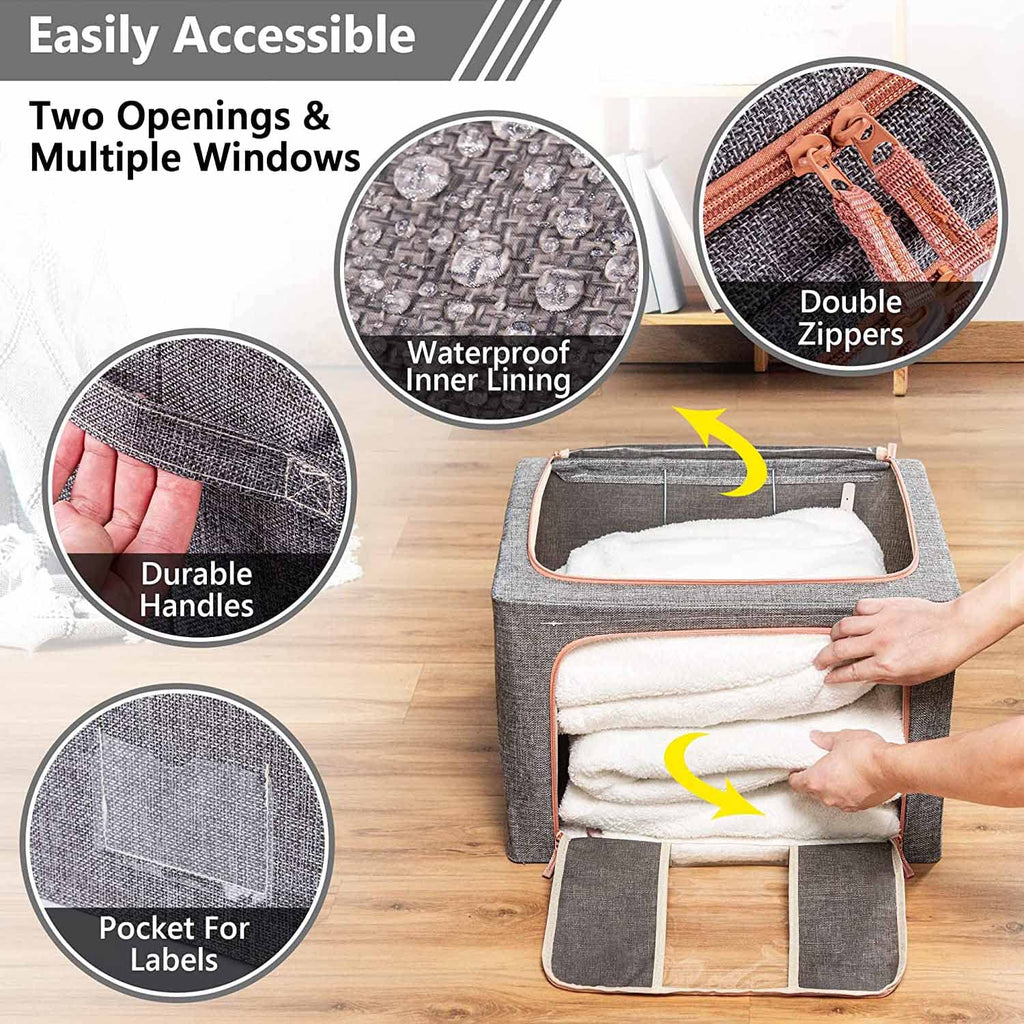 66L Cloth Storage Box Closet Organizer Storage Bags Clothes Storage Bags Wardrobe