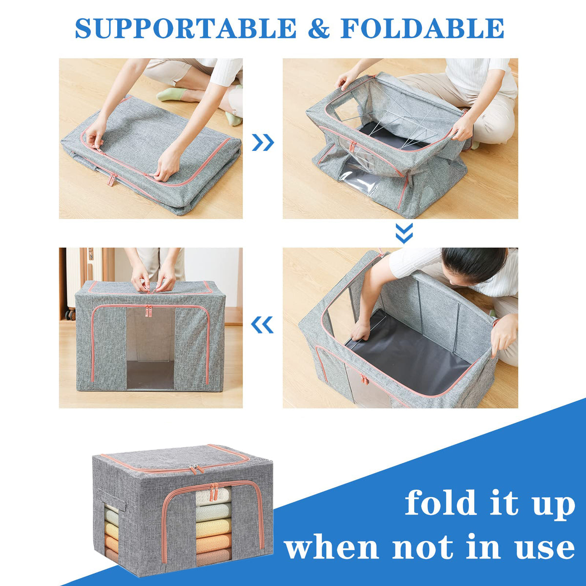 66L Cloth Storage Box Closet Organizer Storage Bags Clothes Storage Bags Wardrobe