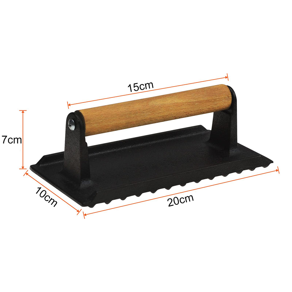 Heavy Duty Round / Rectangle Cast Iron Grill Burger Press