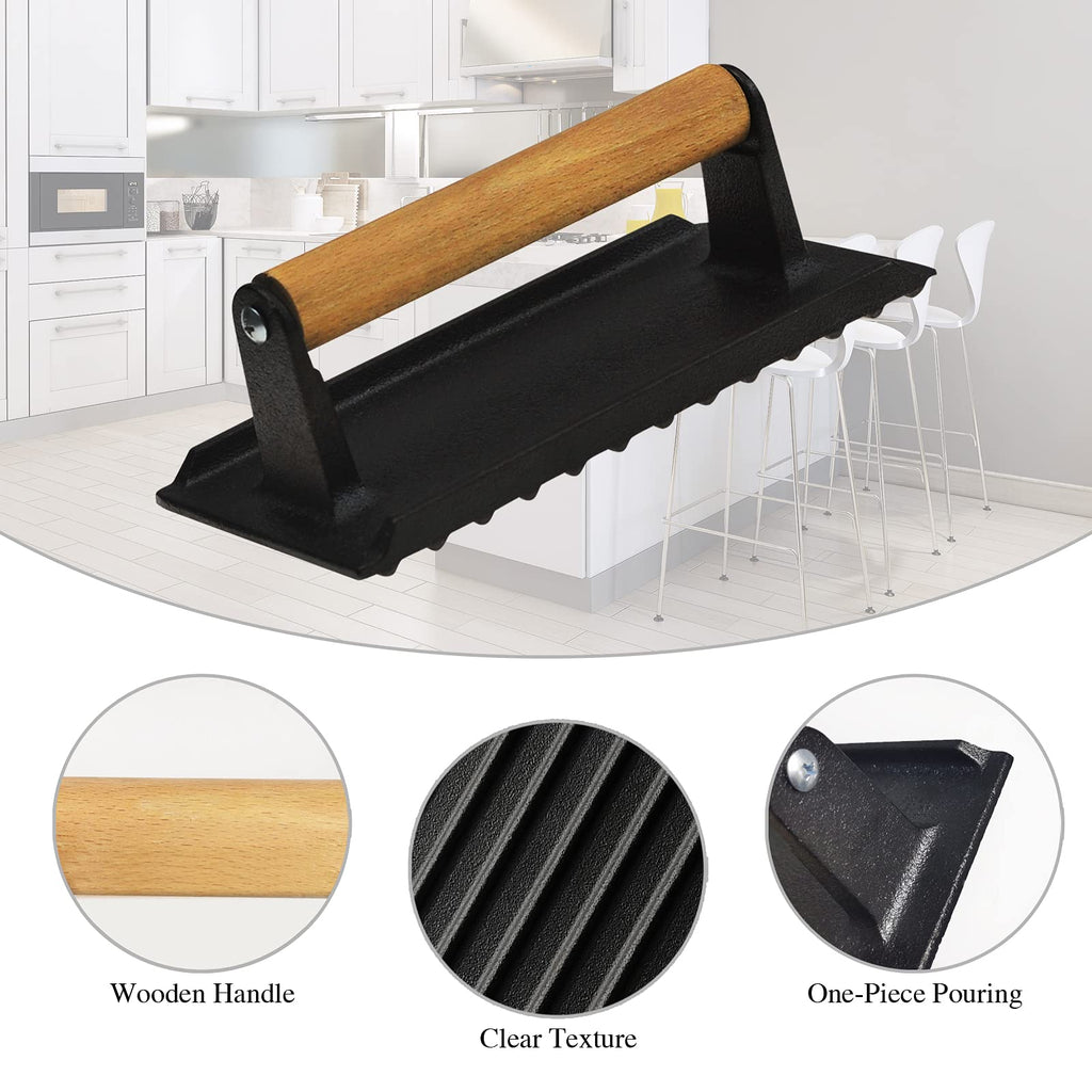 Heavy Duty Round / Rectangle Cast Iron Grill Burger Press