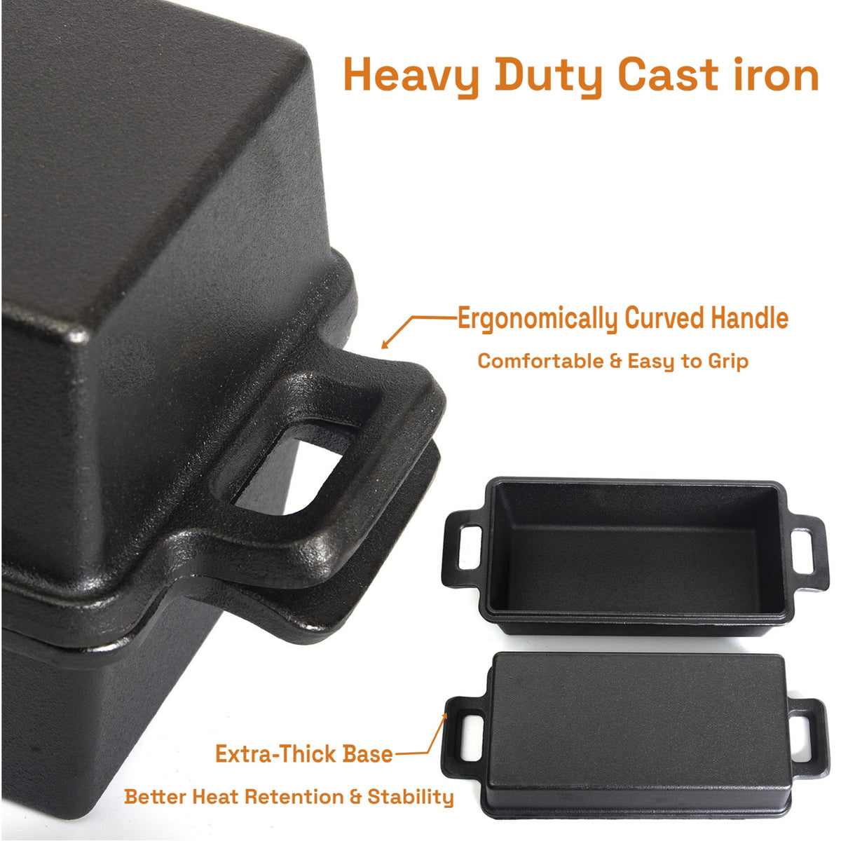 Telsida 2-in-1 Cast Iron Bread Loaf Pan with Lid