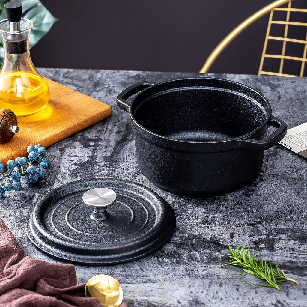 Pre-Seasoned Cast Iron Dutch Oven with Braiser Lid, 24 cm