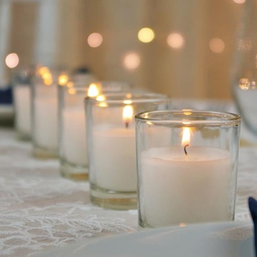 20 White Wax Clear Glass Holder Votive Candle