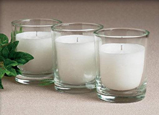 20 White Wax Clear Glass Holder Votive Candle