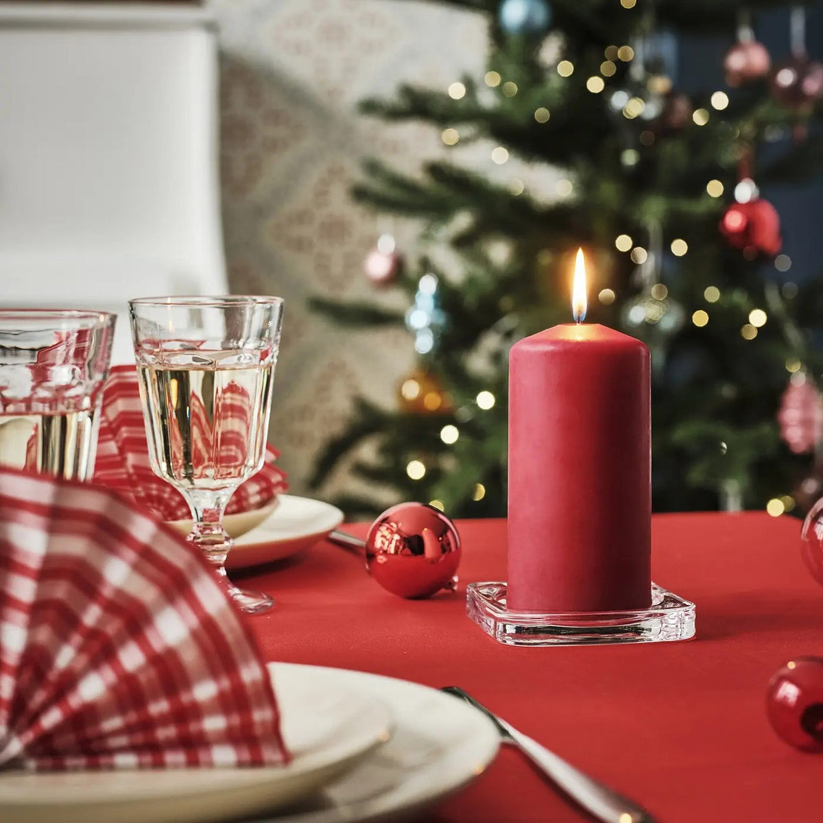 4 Pack Red Wax Pillar Advent Candles Xmas Wedding Party Table Room