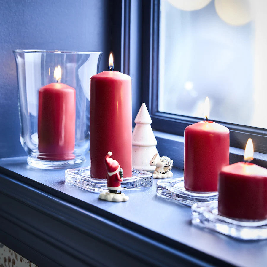 4 Pack Red Wax Pillar Advent Candles Xmas Wedding Party Table Room