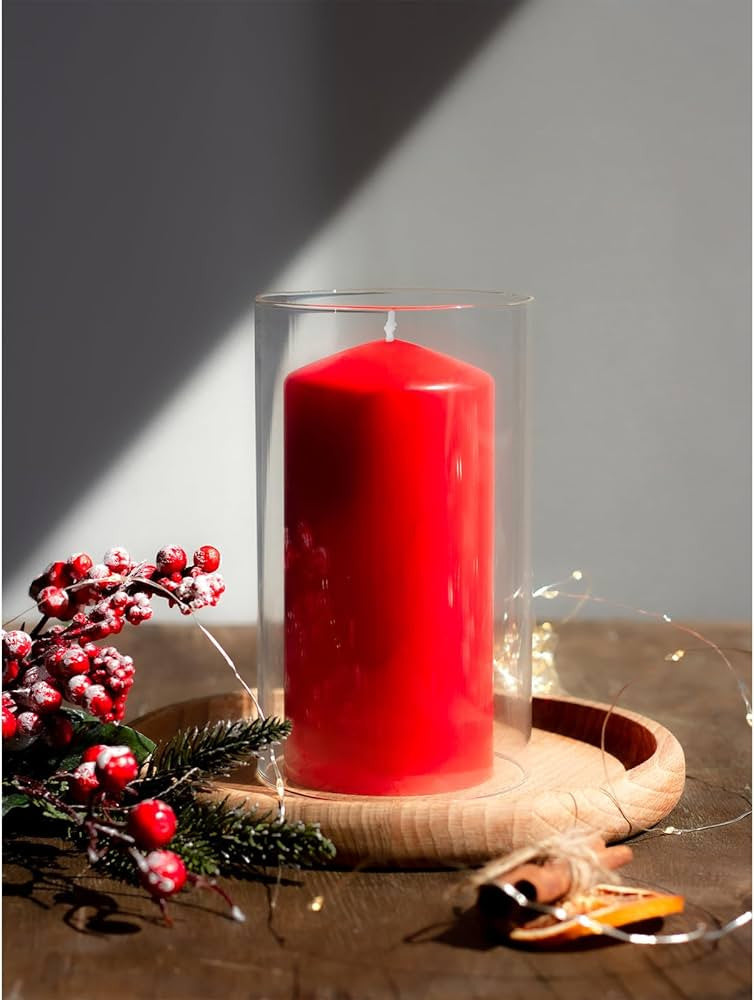 4 Pack Red Wax Pillar Advent Candles Xmas Wedding Party Table Room