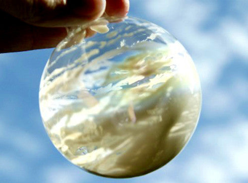 4 x Glass Bauble 8cm Diameter Round Clear with Silver Cap - table or