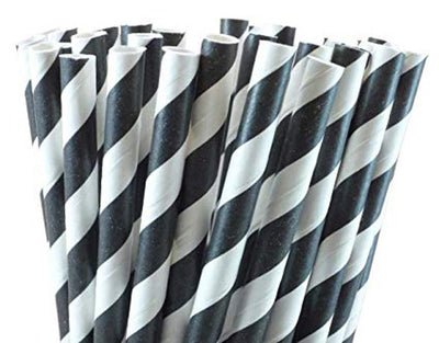 My Decorations Black and White Paper Straws, 50 Pack