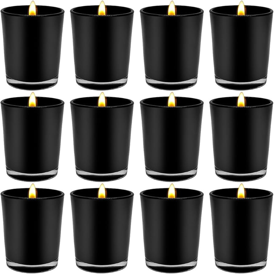 My Decorations Matt Black Glass Tealight Holders, 6.5 cm