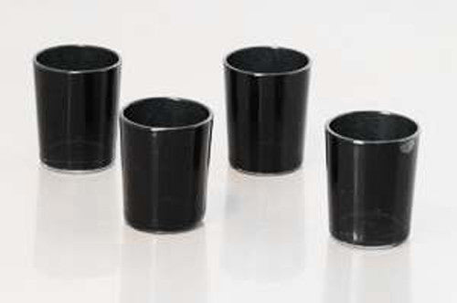 My Decorations Matt Black Glass Tealight Holders, 6.5 cm