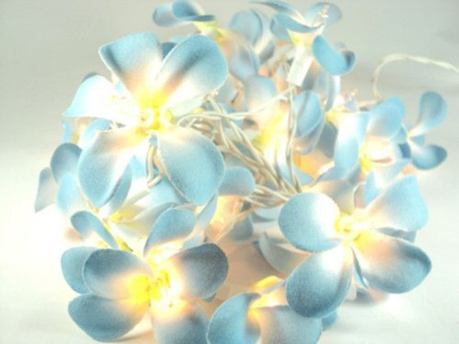 1 Set of 20 LED Tropical Blue Frangipani Flower Battery 3m String