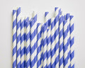 Blue and White Striped Paper Drinking Straws, 50 Pack