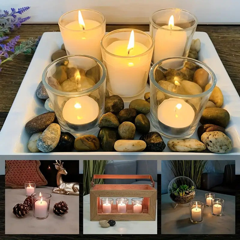 20 Pack Tealight Glass Votive Candle Holders Bulk Set Festival Decor