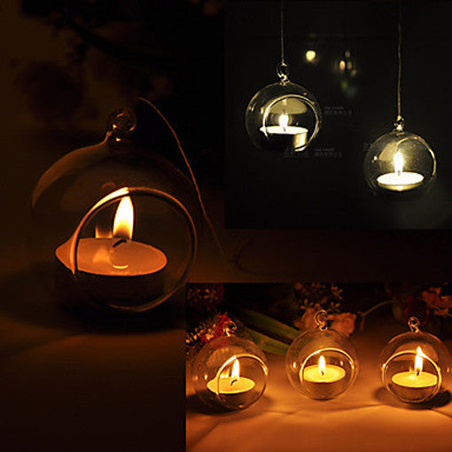 My Decorations Hanging Clear Glass Ball Tealight Holders