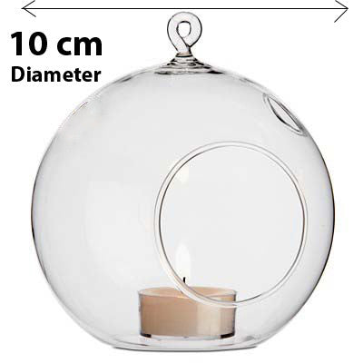 My Decorations Hanging Glass Ball Tealight Holders, 10 cm, 24 Pack