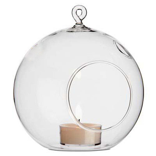 My Decorations Hanging Clear Glass Ball Tealight Holders, 10 cm, 4 Pack